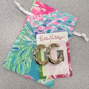 NEW in bag Lilly Pulitzer gold hoop earrings